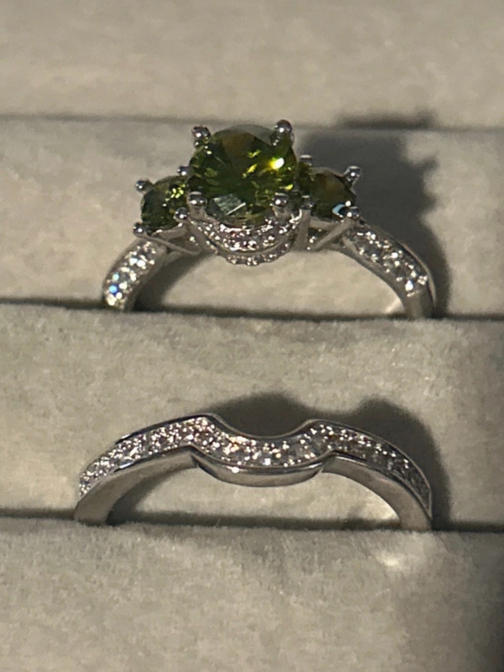 Sterling Silver Peridot Three-Stone Ring - Picture 13 of 14